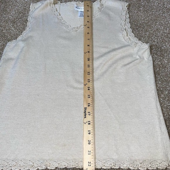 Pendelton top blouse cardigan set of 2 white sea foam green lace trim SZ LG - Picture 5 of 10